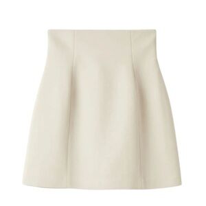 Elegant High-Waist A-Line Cream Skirt